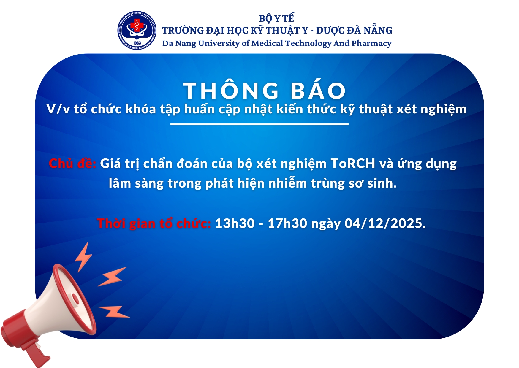 Thông báo tổ chức CME cập nhật kiến thức kỹ thuật xét nghiệm